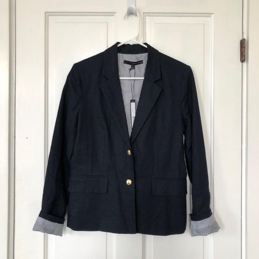Harvé Benard Navy Linen Blazer